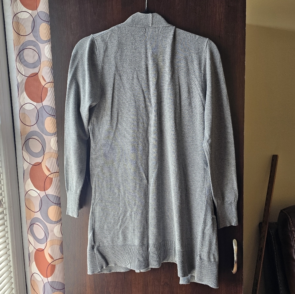 Cielo Heather Gray Open Front Cardigan With Pockets - Picture 2 of 4
